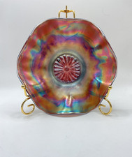 NORTHWOOD Antique Amethyst Carnival Glass Strippled-Ray-Center Poppy Candy Dish picture
