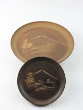 Asian Hand Carved Round Footed and Shallow Serving Tray Set picture
