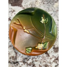 Roseville Pottery Snowberry Green Brown Ashtray Vintage Art Pottery USA 1P-S picture