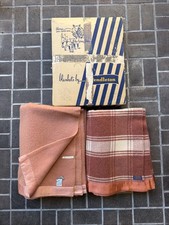 Vintage Pendleton Montgomery Ward Wool Blanket NOS Box 1940s Pink Plaid 68 X 83 picture