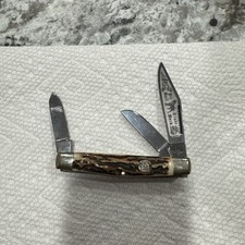 1996 BULLDOG BRAND 3 Blade STAG STOCKMAN KNIFE 