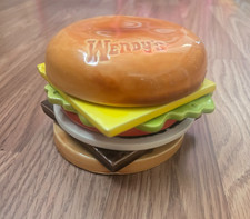 Vintage Wendy's Burger Hamburger Deli Ceramic Promotional Coaster Set VERY RARE picture