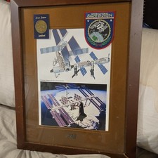 NASA International Space Station Framed Display w/ ISS Patch Pin & Medallion picture