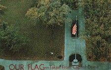 VIEW OF US FLAG FROM STATE CAPITOL DOME POSTCARD TOPEKA KS KANSAS 1950s picture