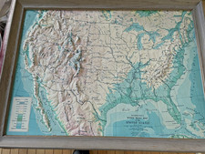 1960's Hammond Relief Map of USA Framed 3-D Touchable Topography Wall Map 21x28 picture