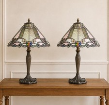 PAIR Large Tiffany Style Stained Table Lamp 23