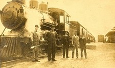 RPPC Steam Locomotive & Crew Real Photo Postcard Vintage Train Railroad 1909 picture