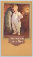 1926 Fisk Tire Co Boy With Candle & Tire Advertising Ink Blotter B2-77 picture