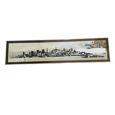 Vtg Retro San Francisco CA Framed Mirror Skyline Harry Hambly Studios XL MCM picture