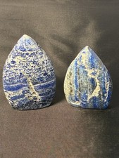 401.6 Grams 2 Natural Lapis Lazuli Hand Carved Flame shaped Healing Gem picture
