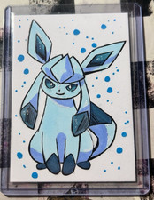 Glaceon Pokemon Hand Drawn Sketch Card 1/1 Original Art Custom ACEO Trading Card picture