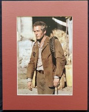 1980s Paul Newman Portrait Bio On Back Hollywood 11x14 Paper Print Matte Frame picture
