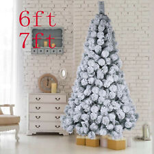 6FT/7FT Artificial Christmas Tree Flocking Pine Needle Snow Covered Home Decor picture