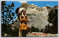 Postcard South Dakota Keystone Mt Rushmore Black Elk Sioux Warrior picture