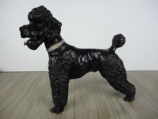 VTG Black Standard Poodle Dog Figurine Toy Collectible Red Collar 8 inch picture