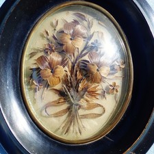 SUPERB ANTIQUE FRENCH 19th CENTURY SENTIMENTAL MOURNING HAIR ART 1880's picture