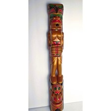 Vintage Hand Carved Wooden Totem Pole 24