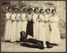 Photo:Bedouin Boy Girls Group Portrait 1900s Sword Traditional Dress picture