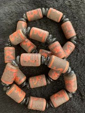 3Pcs Wonderful Tibetan Natural Old Agate Dzi *Wealth God* Beads Bracelets picture
