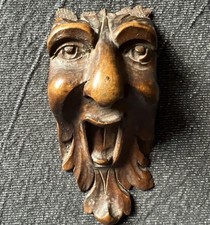 Antique 19th C Carved Lindenwood Grotesque Mask Applique Fratze Mascaron Austria picture