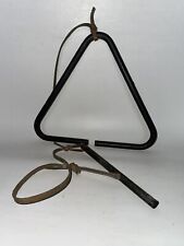 Vintage Hand Forged Iron Triangle Dinner Bell With Striker picture