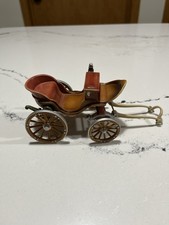 Vintage Hard Plastic Horse-pulled Carriage 6.5” Brown Burnt Orange & Silver picture