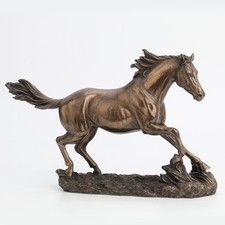 US 13.63 Inch Horse Cantering on The Grassland Cold Cast Bronze Figurine picture