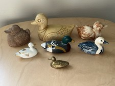 Vintage Mini Duck Figurine Lot Porcelain Brass Georgia Marble Tennessee Clay 7pc picture