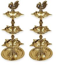 Satvik 2Pc Set Diwali Deepawali Decoration Handmade Indian Heavy Brass 3 Step... picture