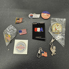 Vintage USA Patriotic Lapel Pin Lot Charlotte Motor Speedway Flag Eagle Pins picture