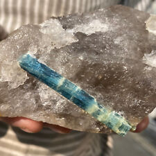 1.4lb Raw Natural Blue Aquamarine Beryl Smoky Quartz Crystal Gems Rough Specimen picture