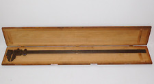 Vintage LS Starrett No. 122 36” Vernier Caliper Machinist Tool in Wood Box Case picture
