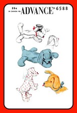 Stuffed Animal Pattern Floppy PUPPY DOG Childs Pajama Bag Advance 6588 Vtg 1953 picture