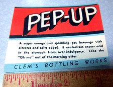 Vintage Original Label 1930s PEP-UP Soda bottle label 7 UP knock off drink picture