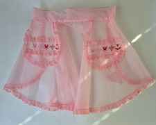 Vintage Pink Sheer Chiffon w/Lace 50's Cottagecore Hostess Half Apron Embroidery picture