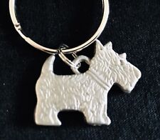Pewter SCOTTIE Scottish Terrier Dog Puppy Silver Metal Figurine Keychain E picture