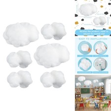 Jetec 6 Pieces Artificial 3D Cloud Shape Hanging Decor White Small Medium Size picture