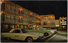 SACRAMENTO, California Postcard CABANA LODGE Motel Parking Lot / Night View picture