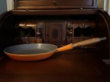 FIRE COLOR LE CREUSET #26  IRON SKILLET w/WOOD HANDLE MADE IN FRANCE VTG picture