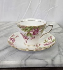 VINTAGE ROSINA BONE China Fuchsia Flowers Tea Cup & Saucer picture