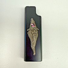 Vintage Black Wizard Merlin with Chrystal Aurora Metal Lighter Holder picture