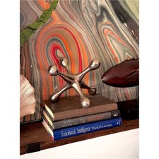 Vintage Oversized Chrome Jacks Sculpture Atomic MCM Space Age Decor Heavy Silver picture