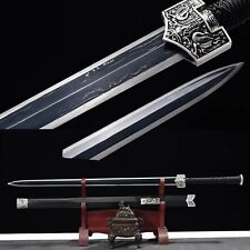 Handmade Folded Steel Black blade Chinese Han Jian Sword Combat Sharp(video test picture