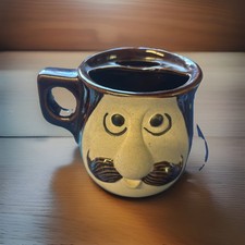 VINTAGE 1977 Spencer Gifts Mustache Brown Coffee Cup Mug w/ Face picture