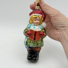 Christopher Radko Evergreen Time Christmas Caroler Glass Ornament Poland  picture