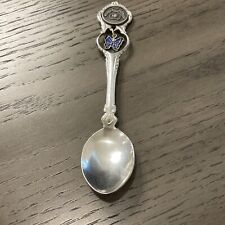 GEORGIA Silverplate Souvenir Spoon With Dangle Enameled Butterfly Charm picture