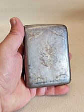 1958 Soviet Cigarette Case with Engraving Vintage Cigarette Case Cupronickel 50s picture