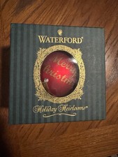 Waterford Holiday Heirlooms 2008 Red Gold Glass Ball Christmas Ornament 4