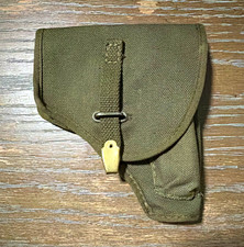WWII British Original Canvas Pistol Holster Pouch w/ Flap Closure & Belt Loops picture