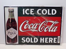 COCA-COLA Vintage Metal Sign Bar Advertising 16x11 w Original Shrink HS-B3 picture